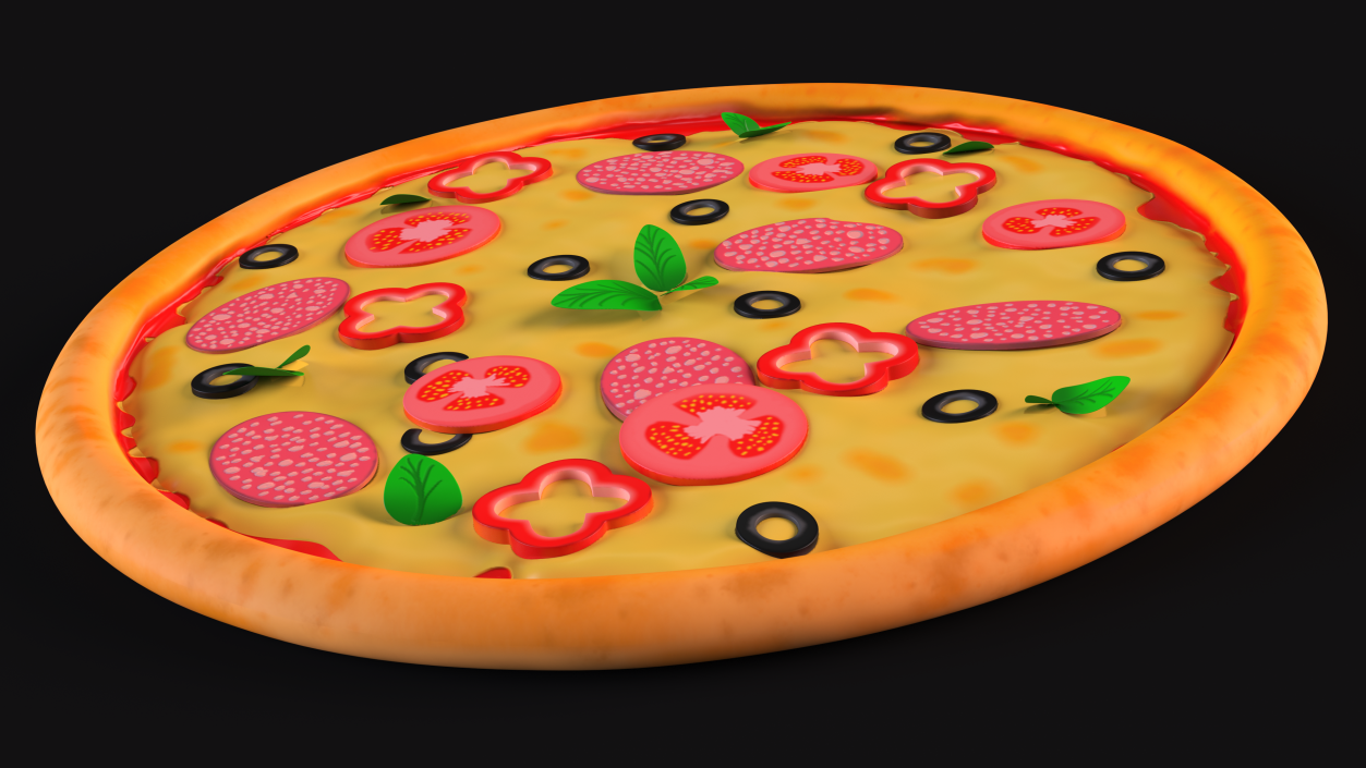 Cartoon Pepperoni Pizza Whole 3D model