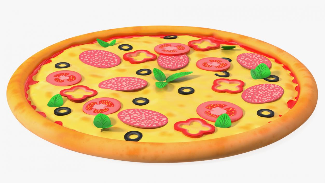 Cartoon Pepperoni Pizza Whole 3D model