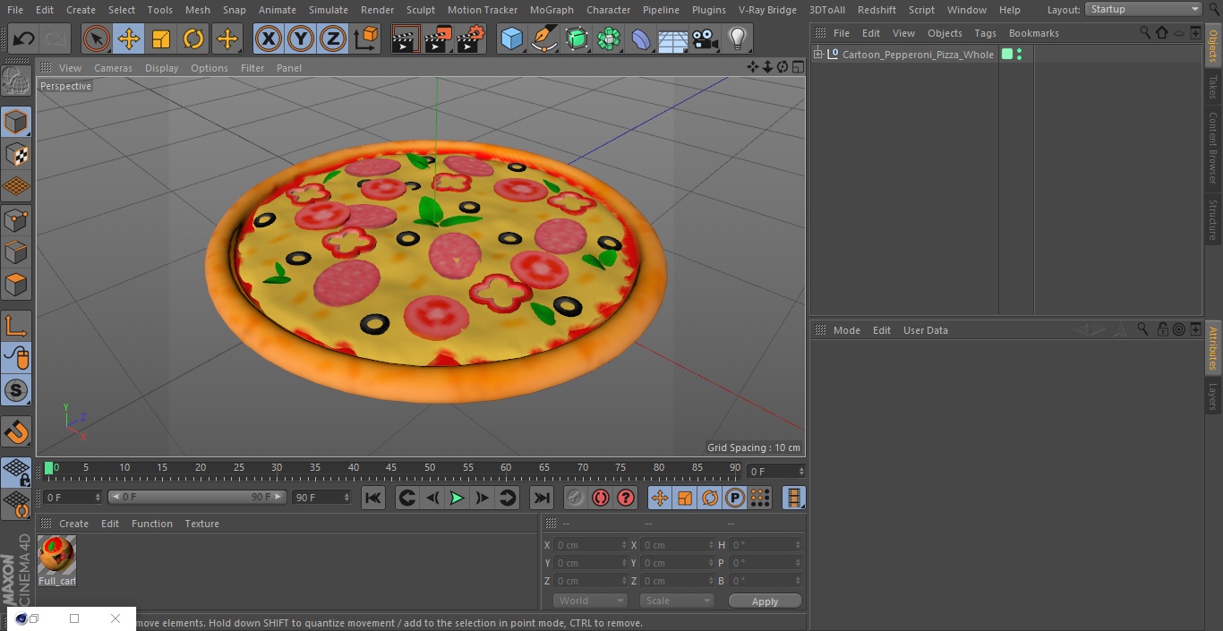 Cartoon Pepperoni Pizza Whole 3D model