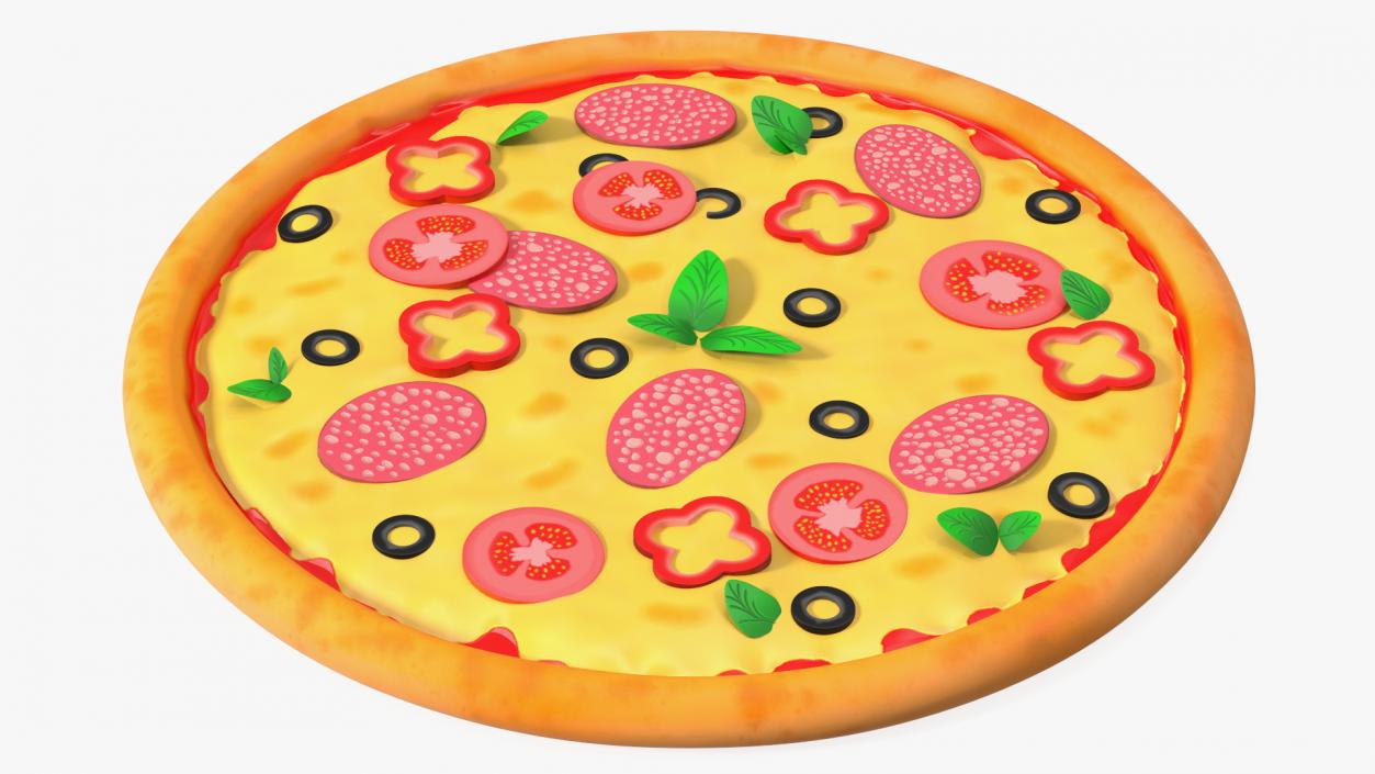 Cartoon Pepperoni Pizza Whole 3D model