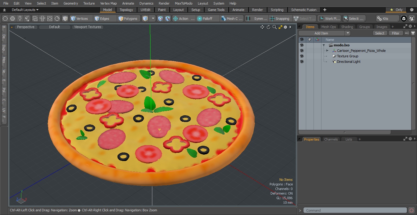 Cartoon Pepperoni Pizza Whole 3D model