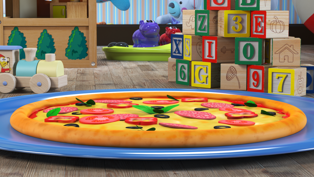 Cartoon Pepperoni Pizza Whole 3D model