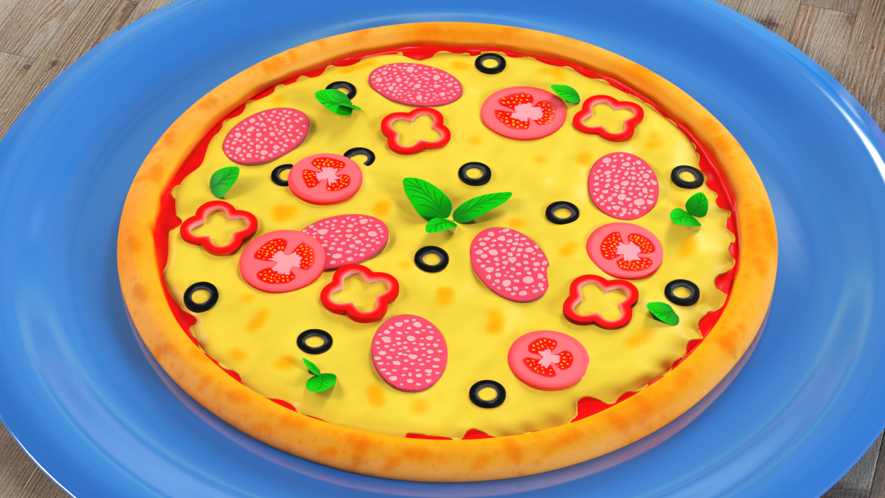 Cartoon Pepperoni Pizza Whole 3D model