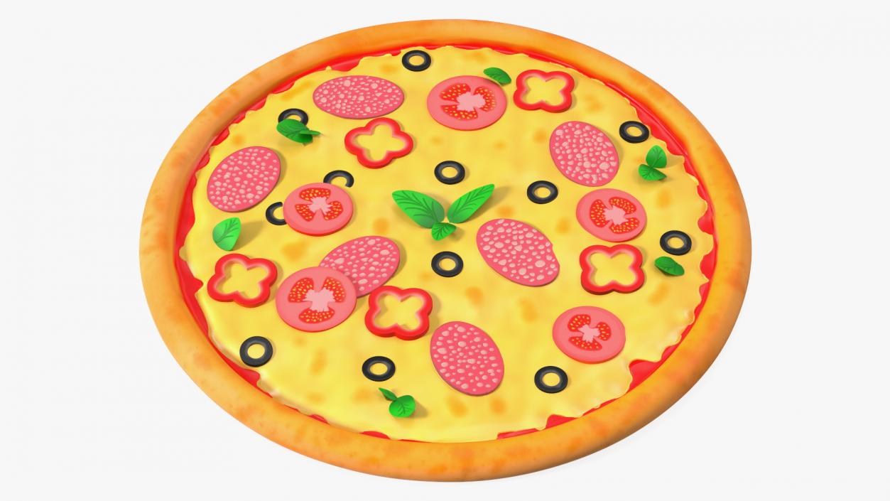 Cartoon Pepperoni Pizza Whole 3D model