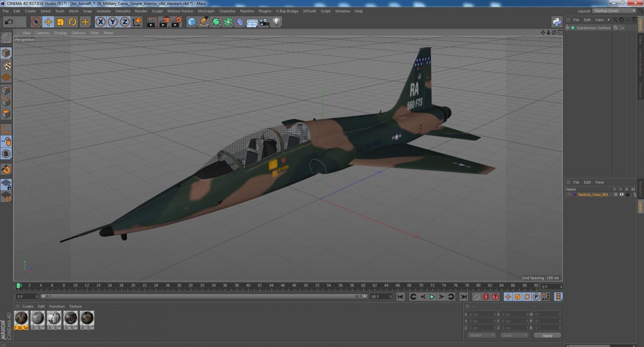 Jet Aircraft T-38 Military Camo Simple Interior 3D