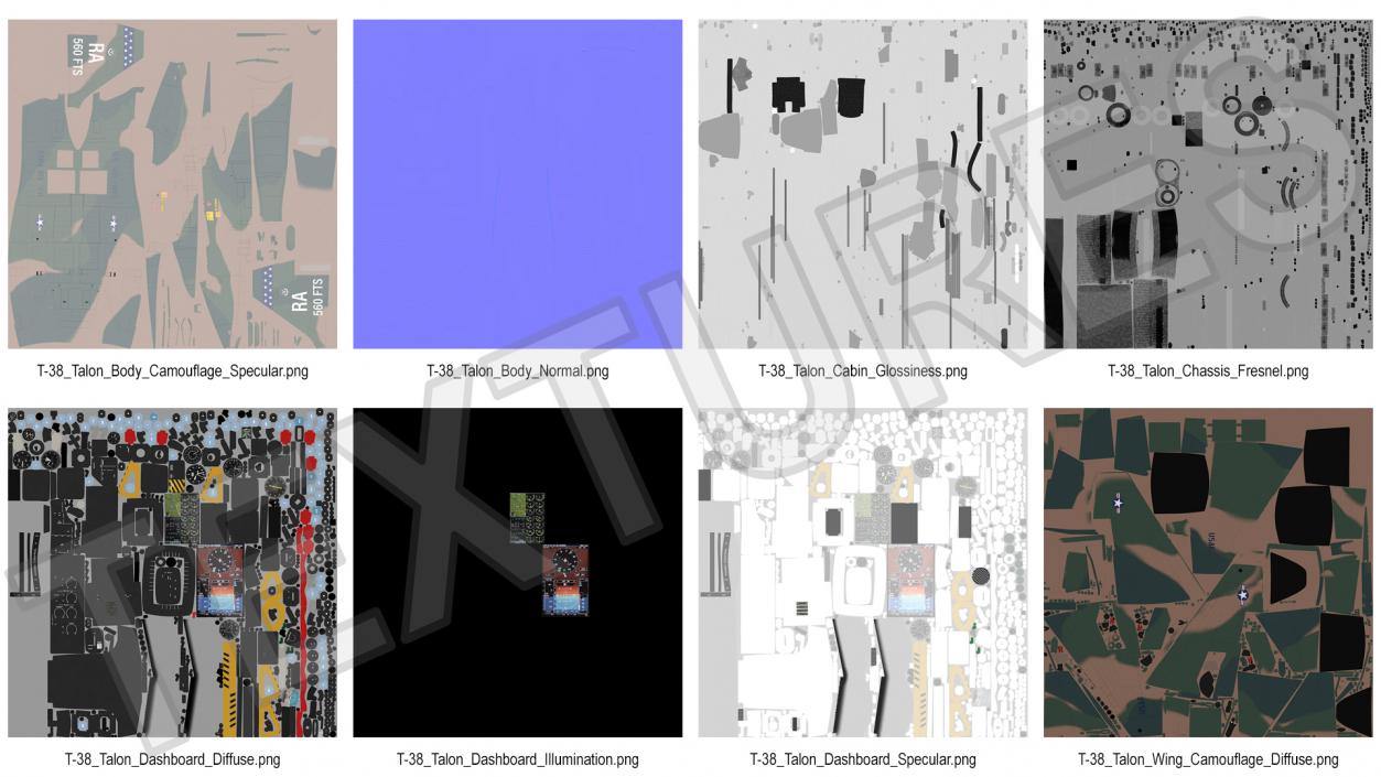 Jet Aircraft T-38 Military Camo Simple Interior 3D