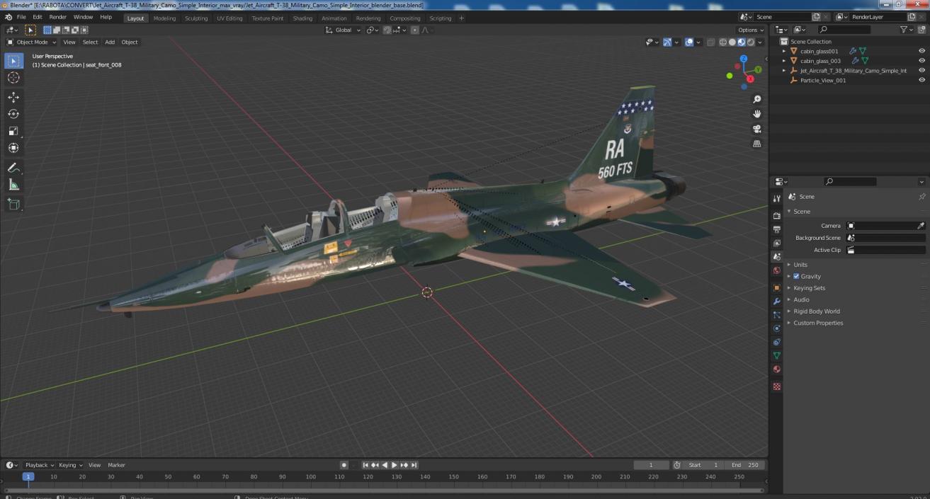 Jet Aircraft T-38 Military Camo Simple Interior 3D