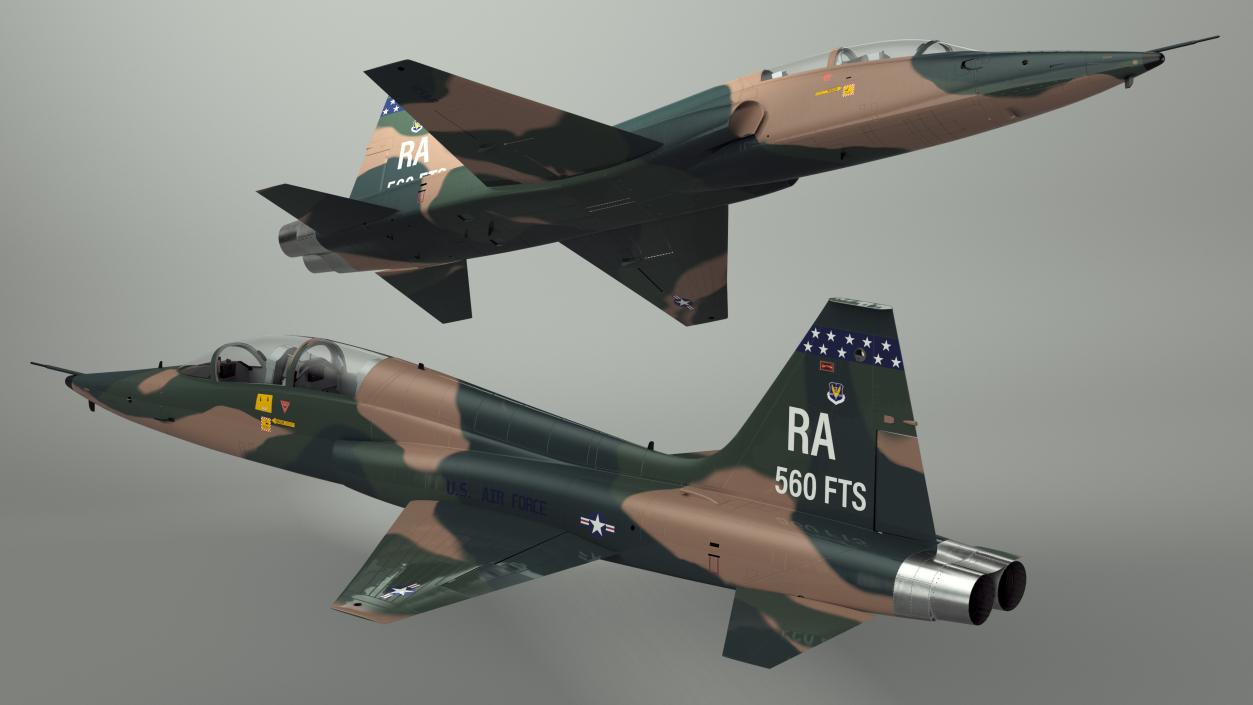 Jet Aircraft T-38 Military Camo Simple Interior 3D