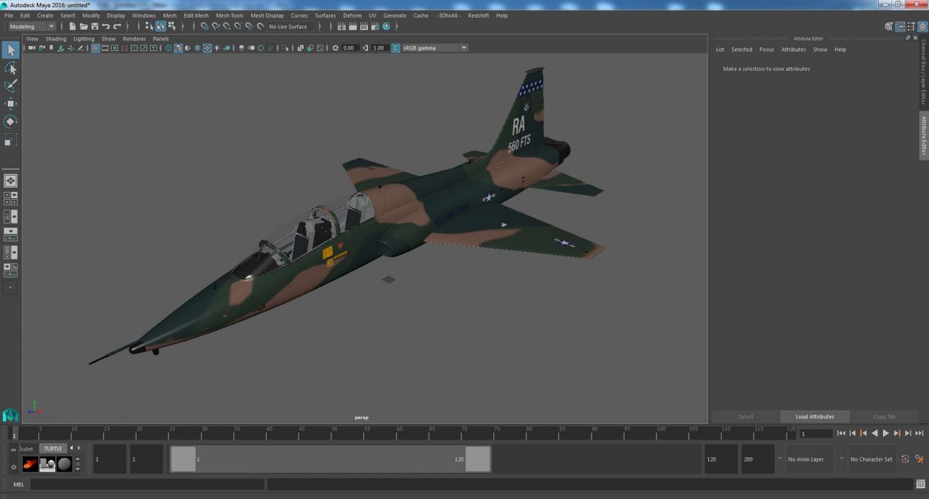 Jet Aircraft T-38 Military Camo Simple Interior 3D