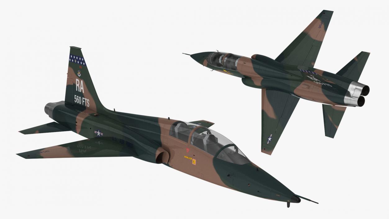 Jet Aircraft T-38 Military Camo Simple Interior 3D