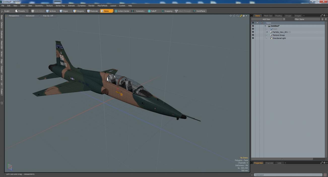 Jet Aircraft T-38 Military Camo Simple Interior 3D