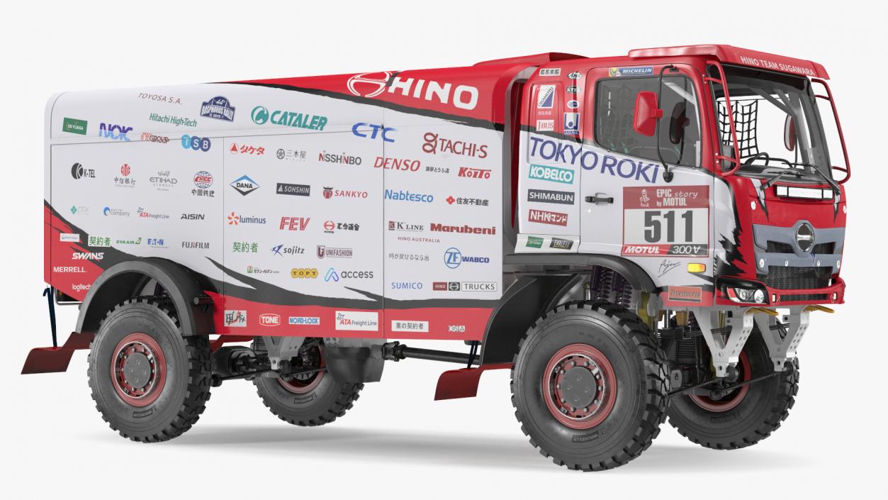 Dakar Rally Truck Hino Motors Lights On 3D model