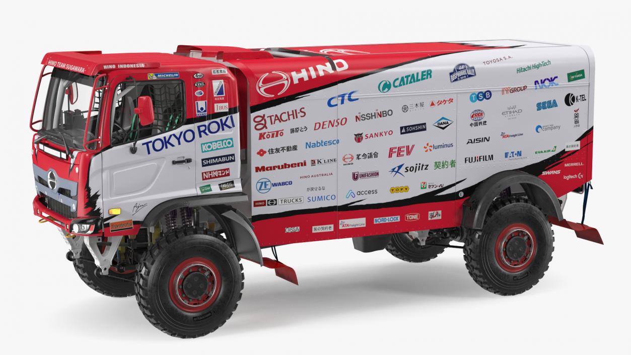 Dakar Rally Truck Hino Motors Lights On 3D model