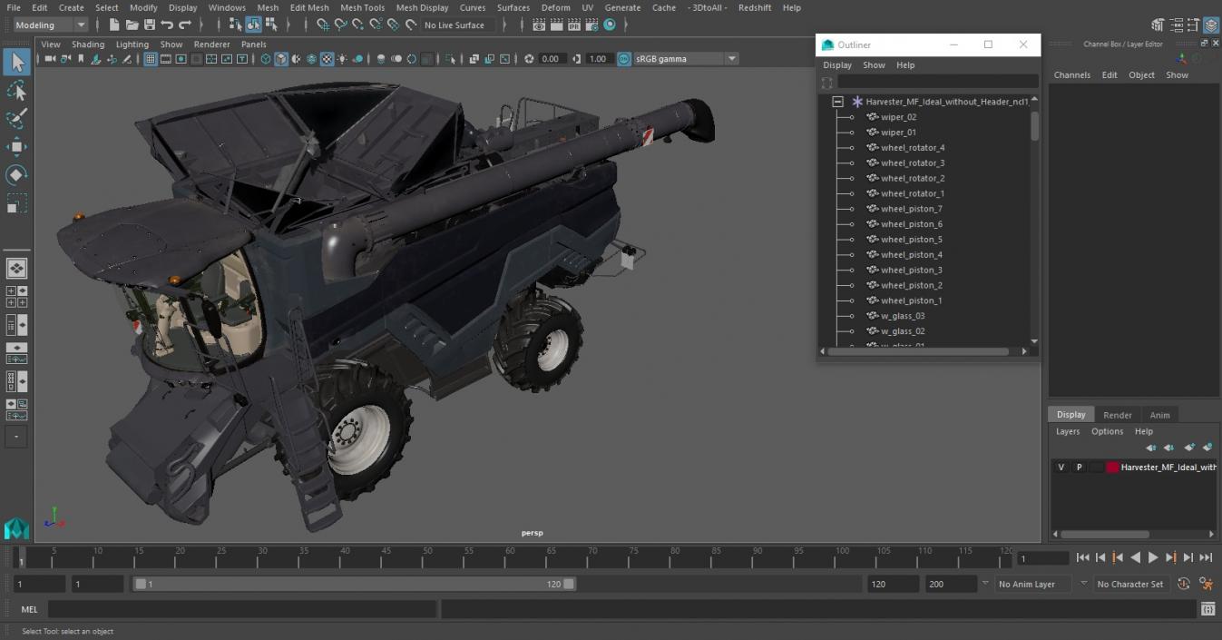 3D Harvester MF Ideal without Header model