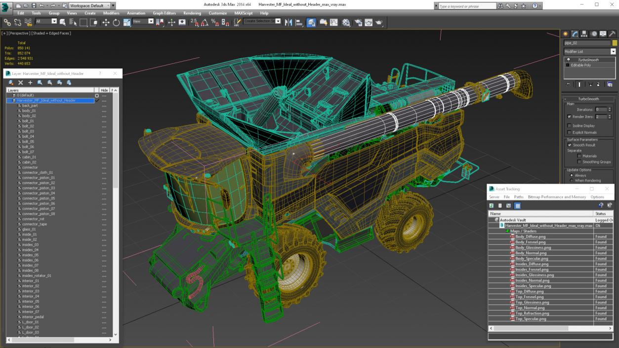 3D Harvester MF Ideal without Header model