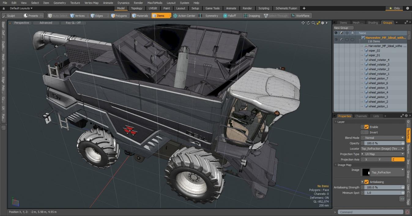 3D Harvester MF Ideal without Header model