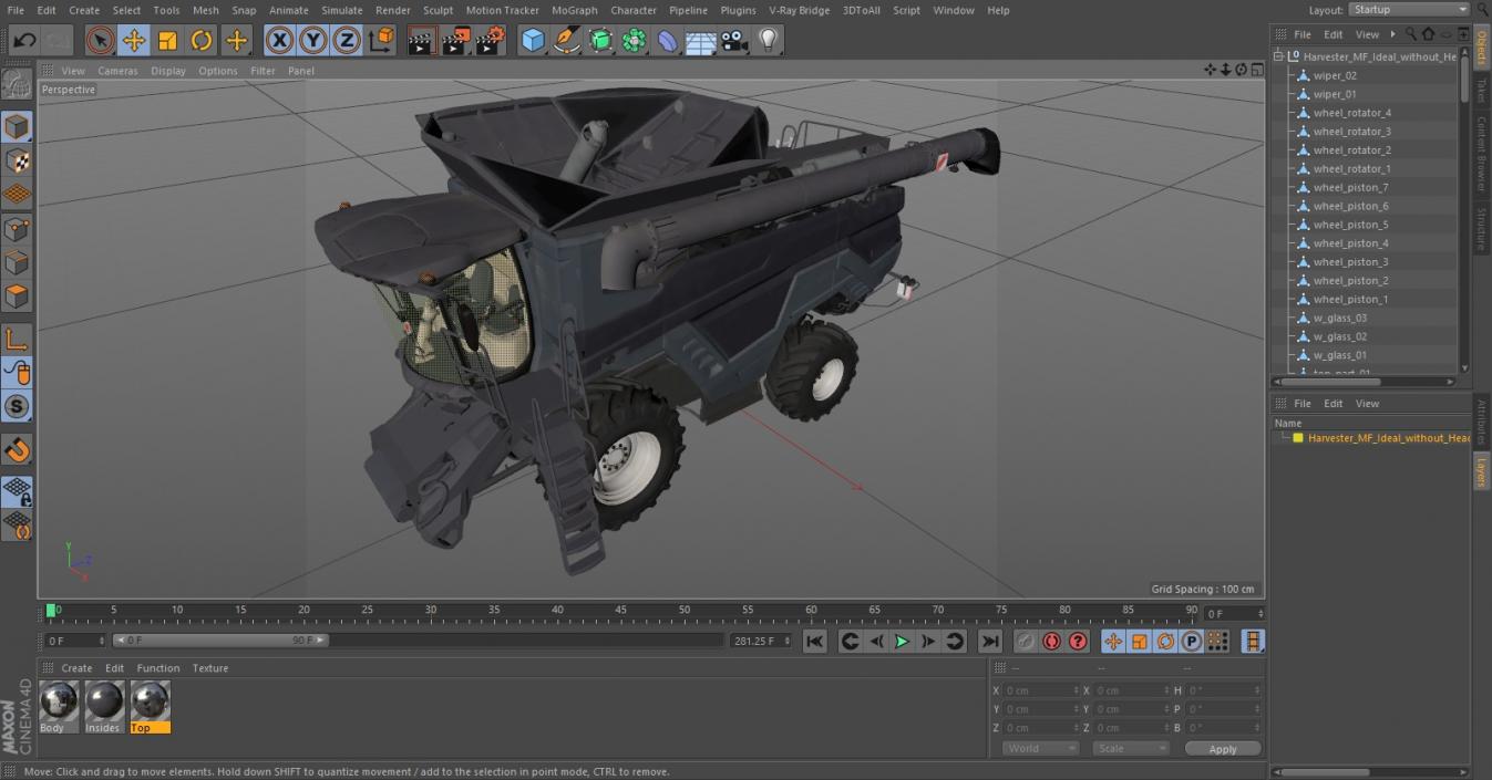 3D Harvester MF Ideal without Header model