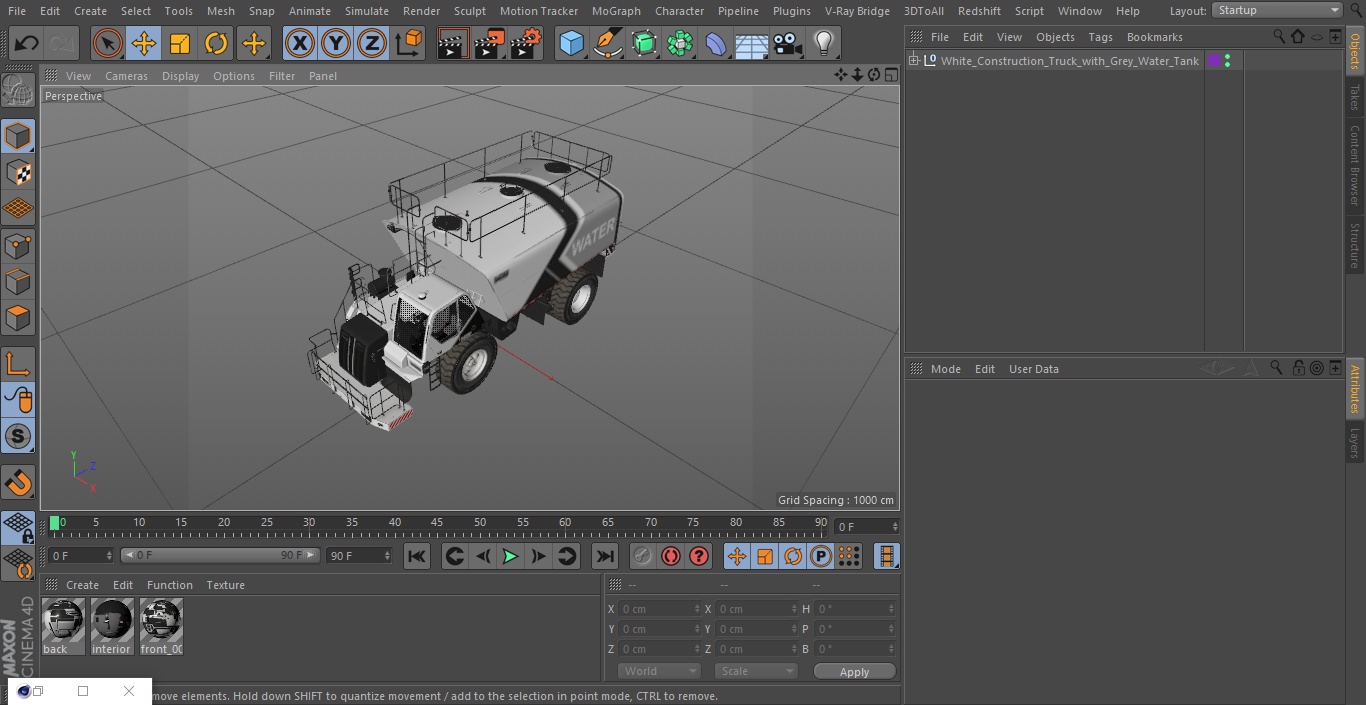 3D model White Construction Truck with Grey Water Tank