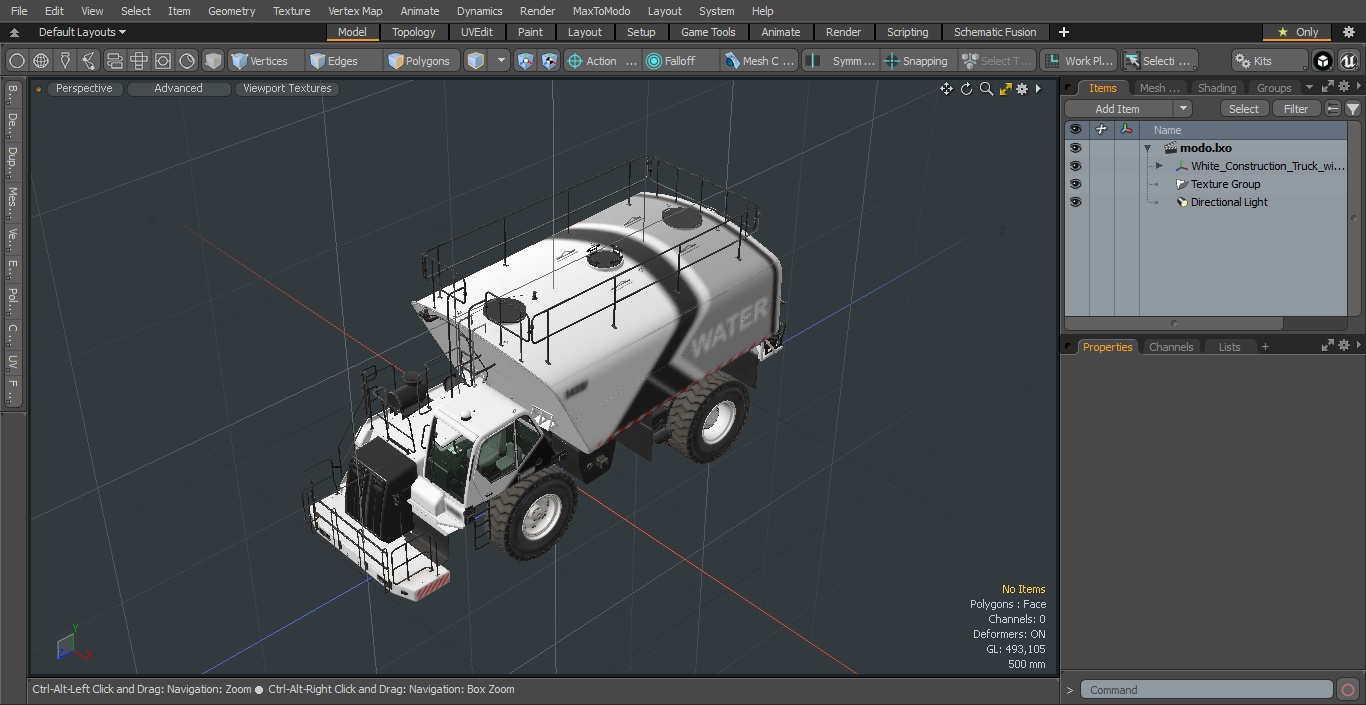 3D model White Construction Truck with Grey Water Tank