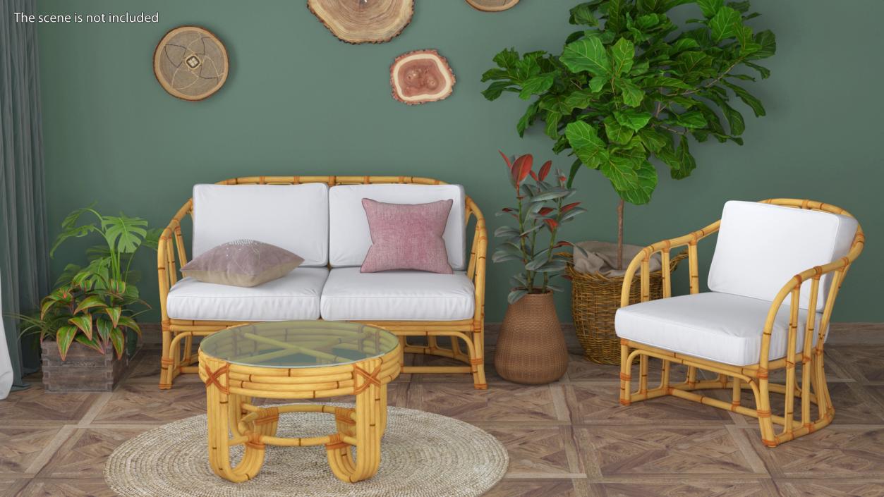 3D model Vintage Bamboo Couch Sofa