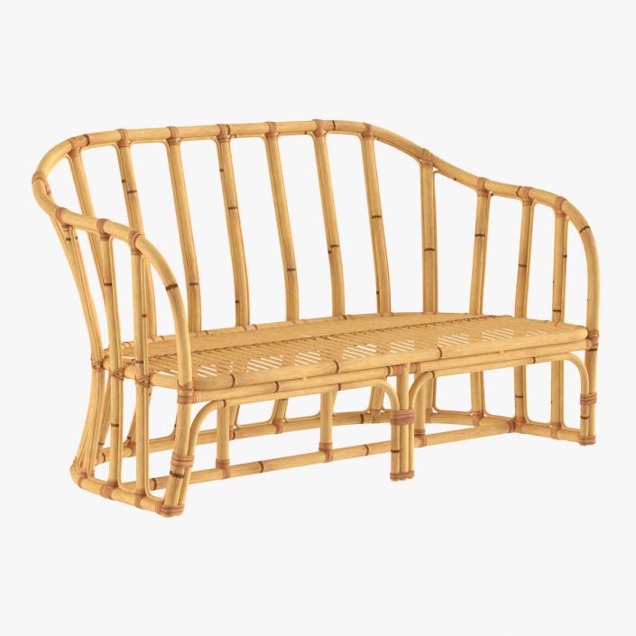 3D model Vintage Bamboo Couch Sofa