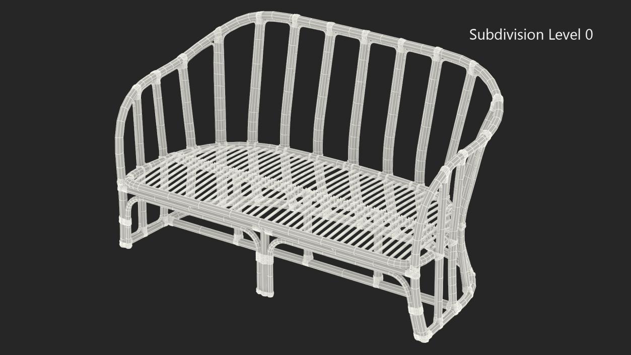 3D model Vintage Bamboo Couch Sofa