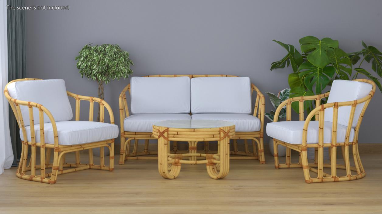 3D model Vintage Bamboo Couch Sofa