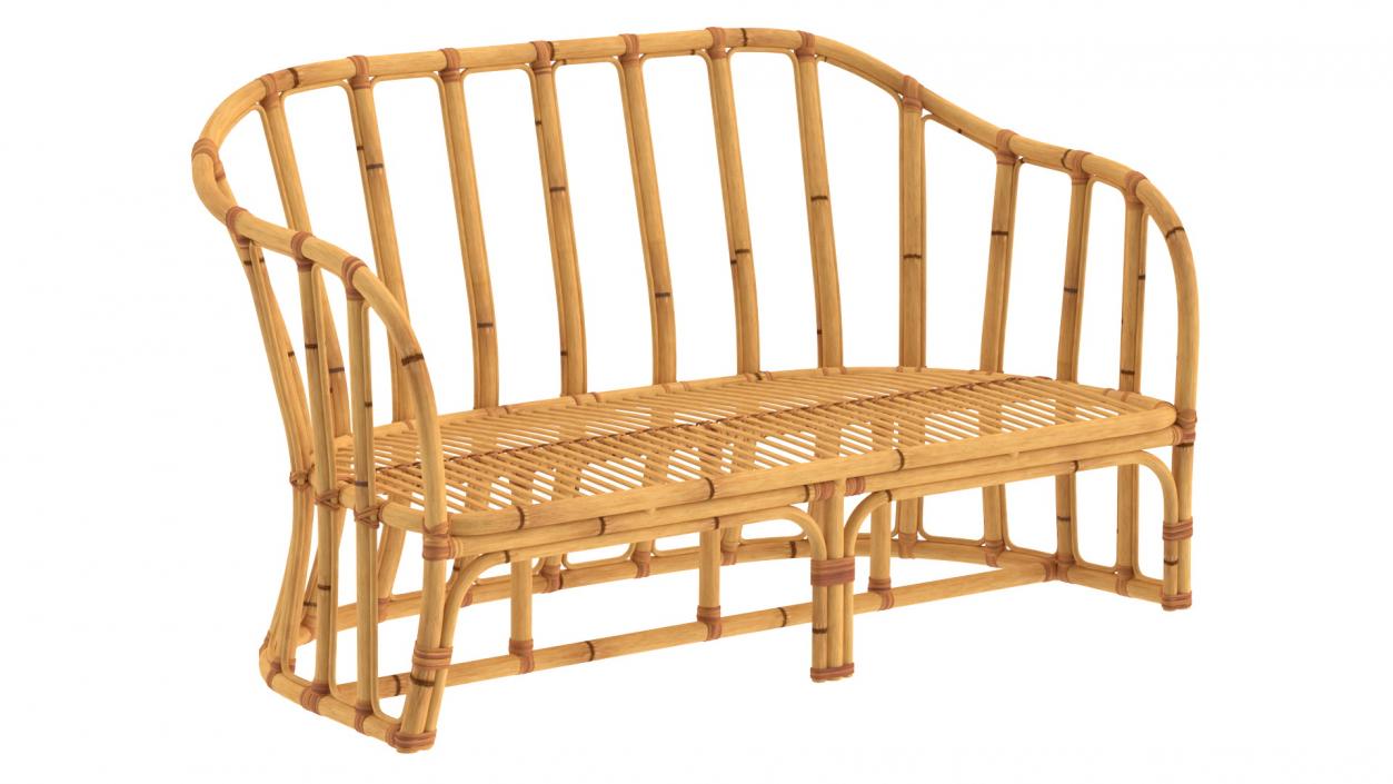 3D model Vintage Bamboo Couch Sofa