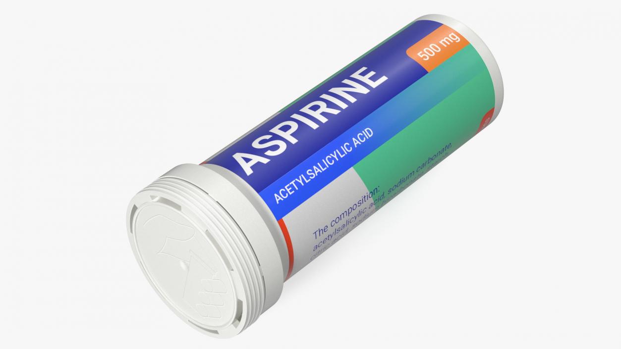 3D Aspirine Tube Package 10 Tabs Open 2