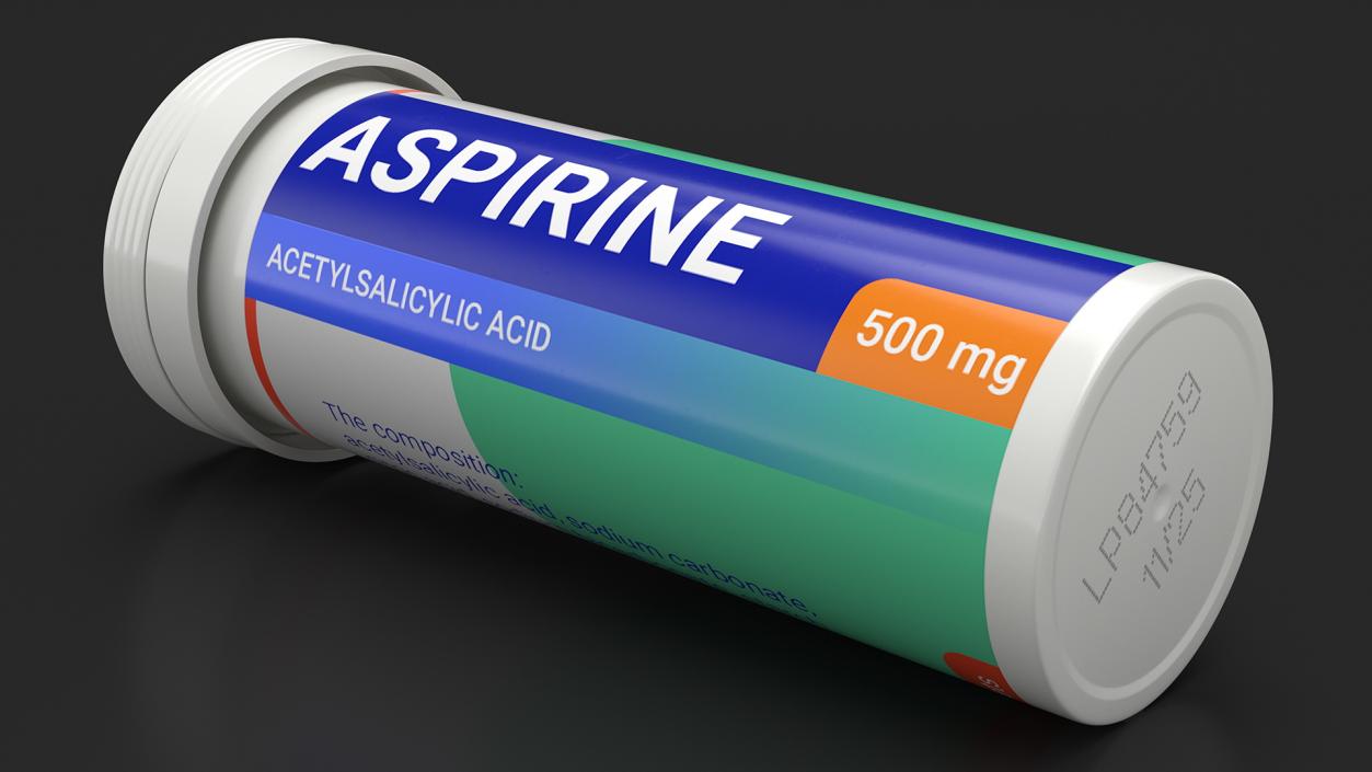 3D Aspirine Tube Package 10 Tabs Open 2