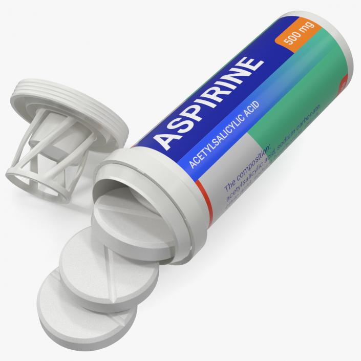 3D Aspirine Tube Package 10 Tabs Open 2