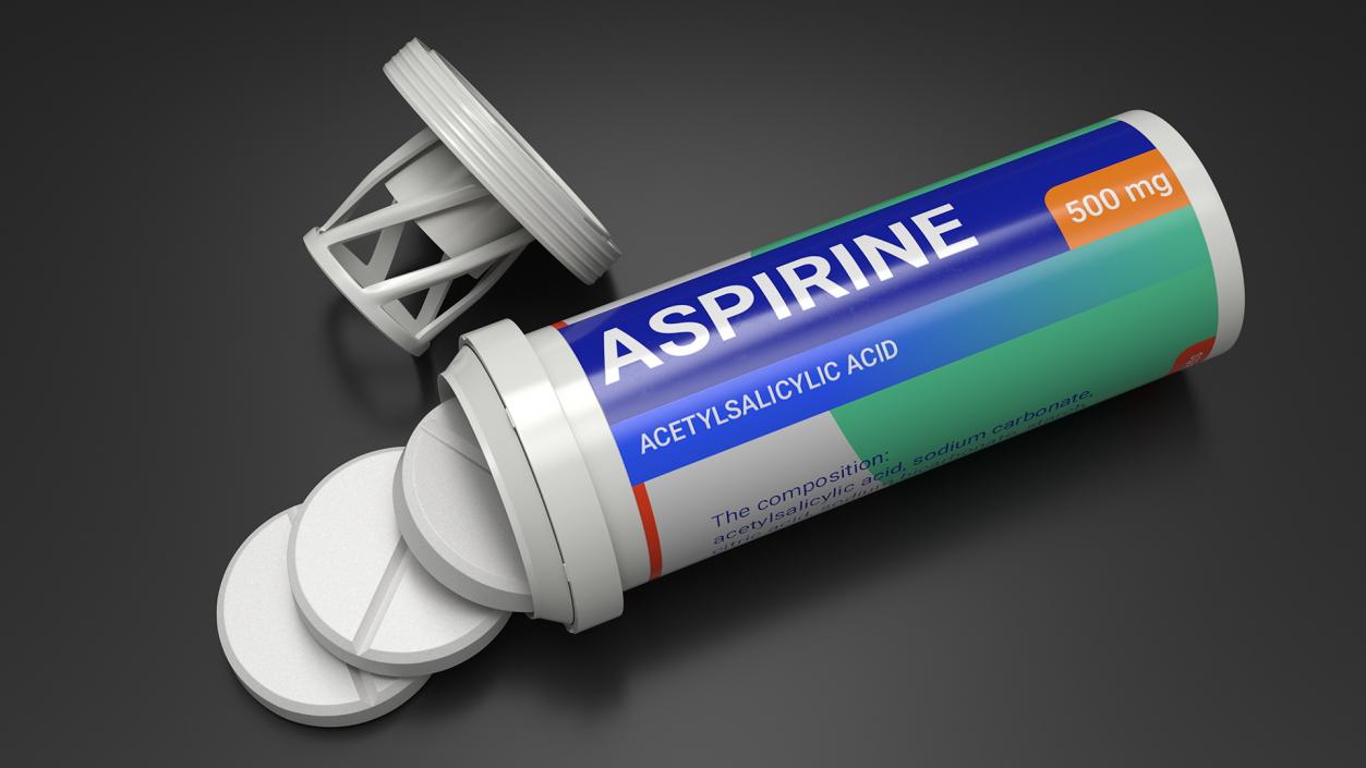 3D Aspirine Tube Package 10 Tabs Open 2