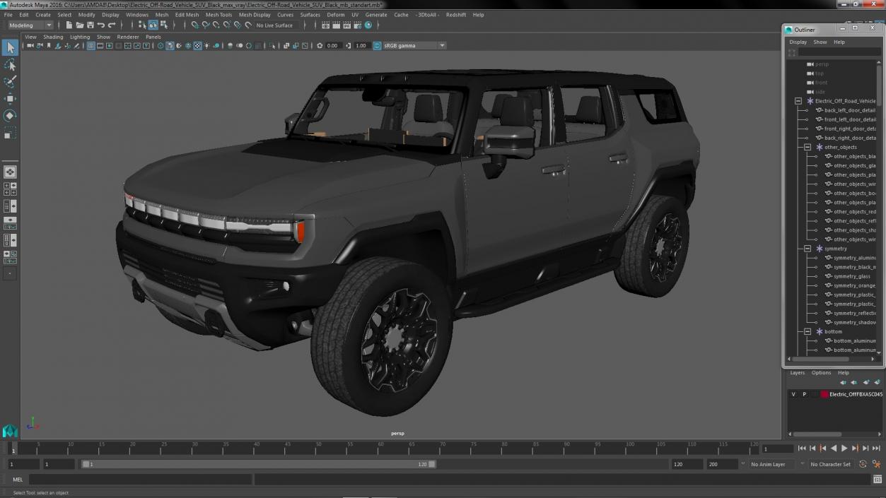 3D model Electric Off-Road Vehicle SUV Black