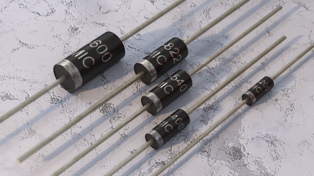 3D Axial Rectifier Diodes Set