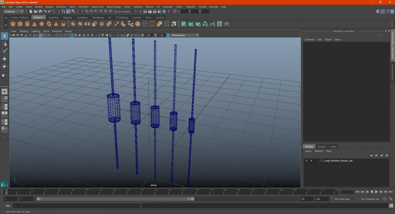 3D Axial Rectifier Diodes Set