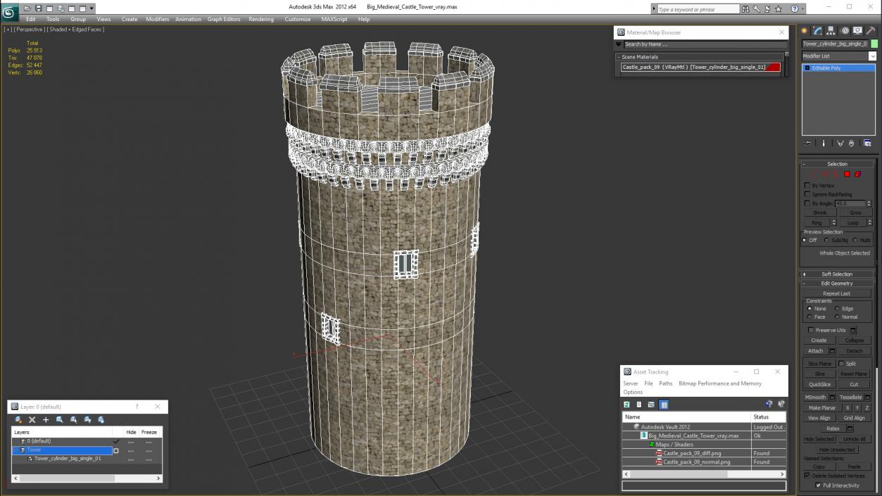 3D model Big Medieval Castle Tower