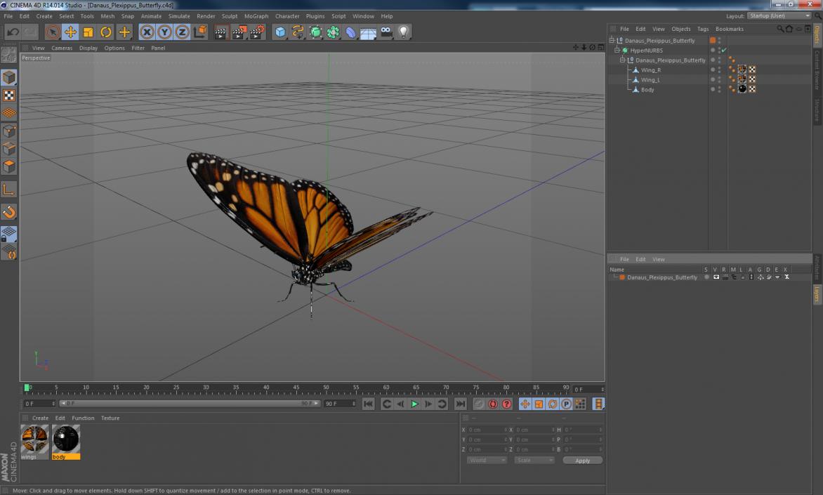 3D Danaus Plexippus Butterfly