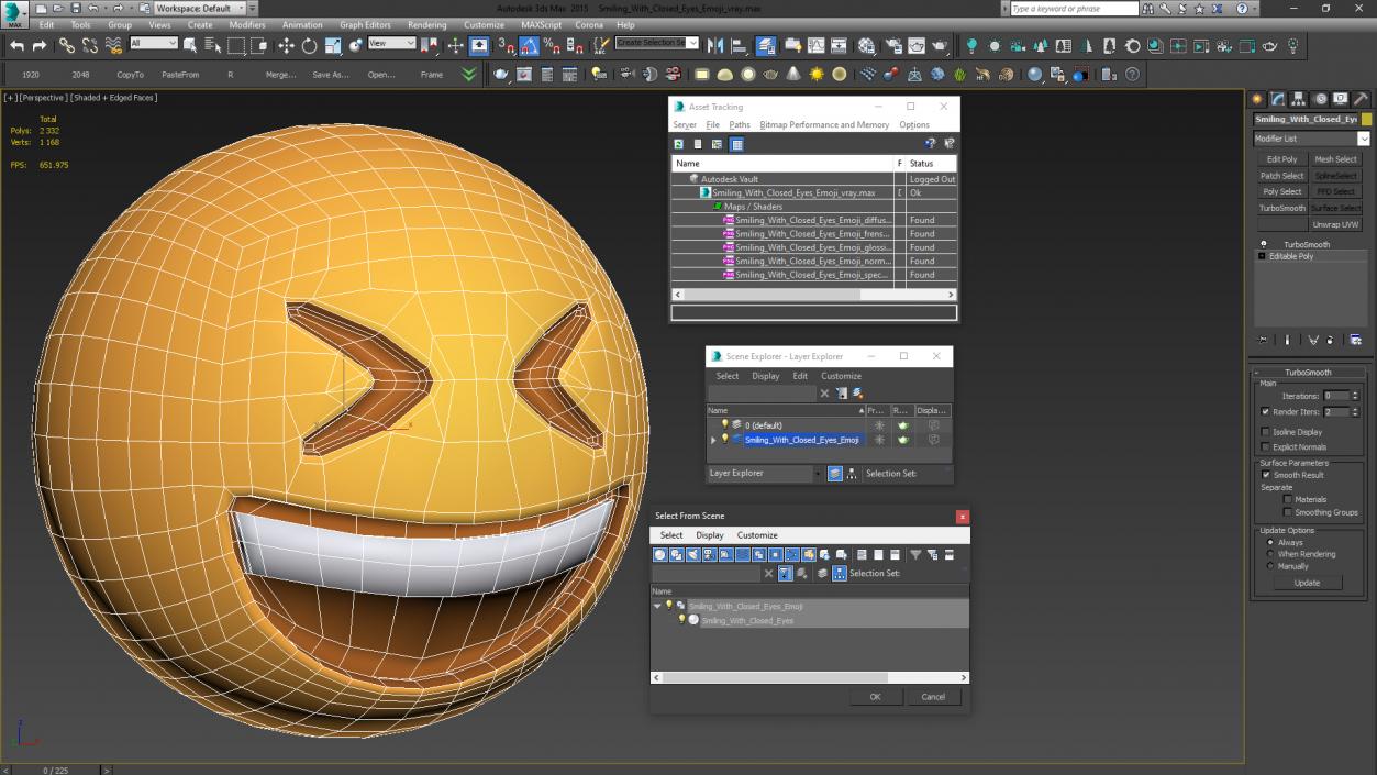 3D model Smiling With Closed Eyes Emoji