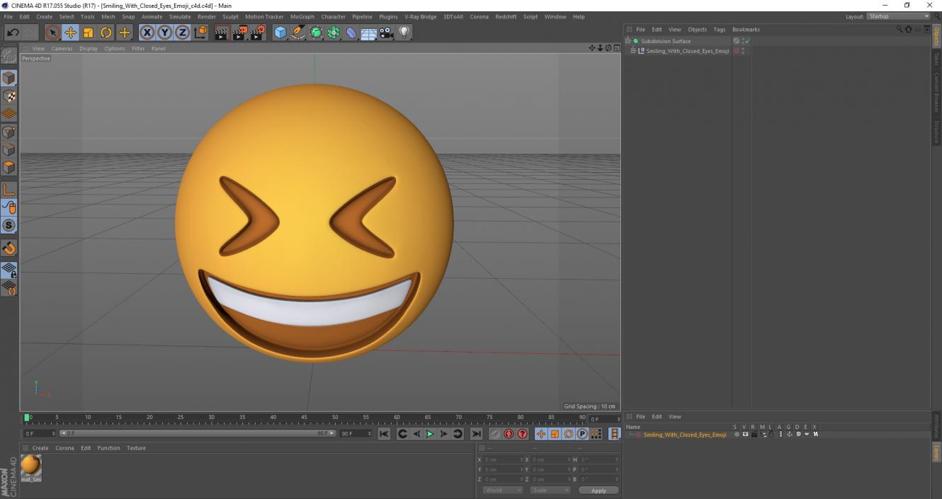 3D model Smiling With Closed Eyes Emoji