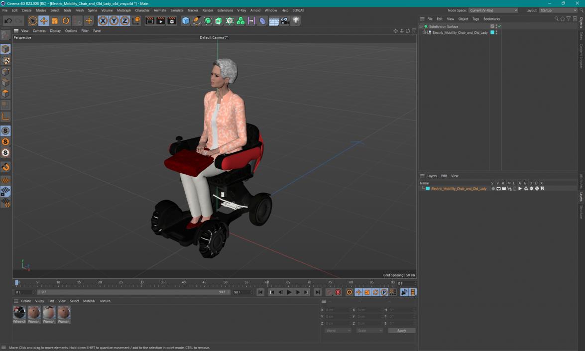 3D Electric Mobility Chair and Old Lady