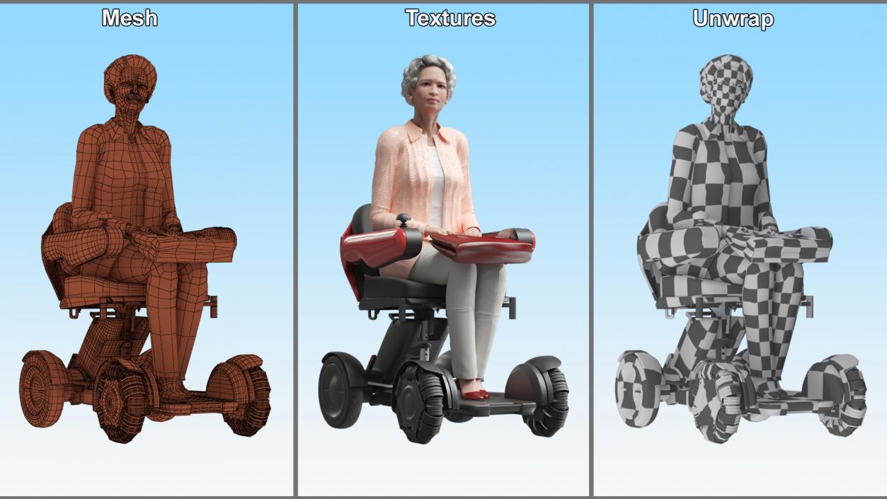 3D Electric Mobility Chair and Old Lady