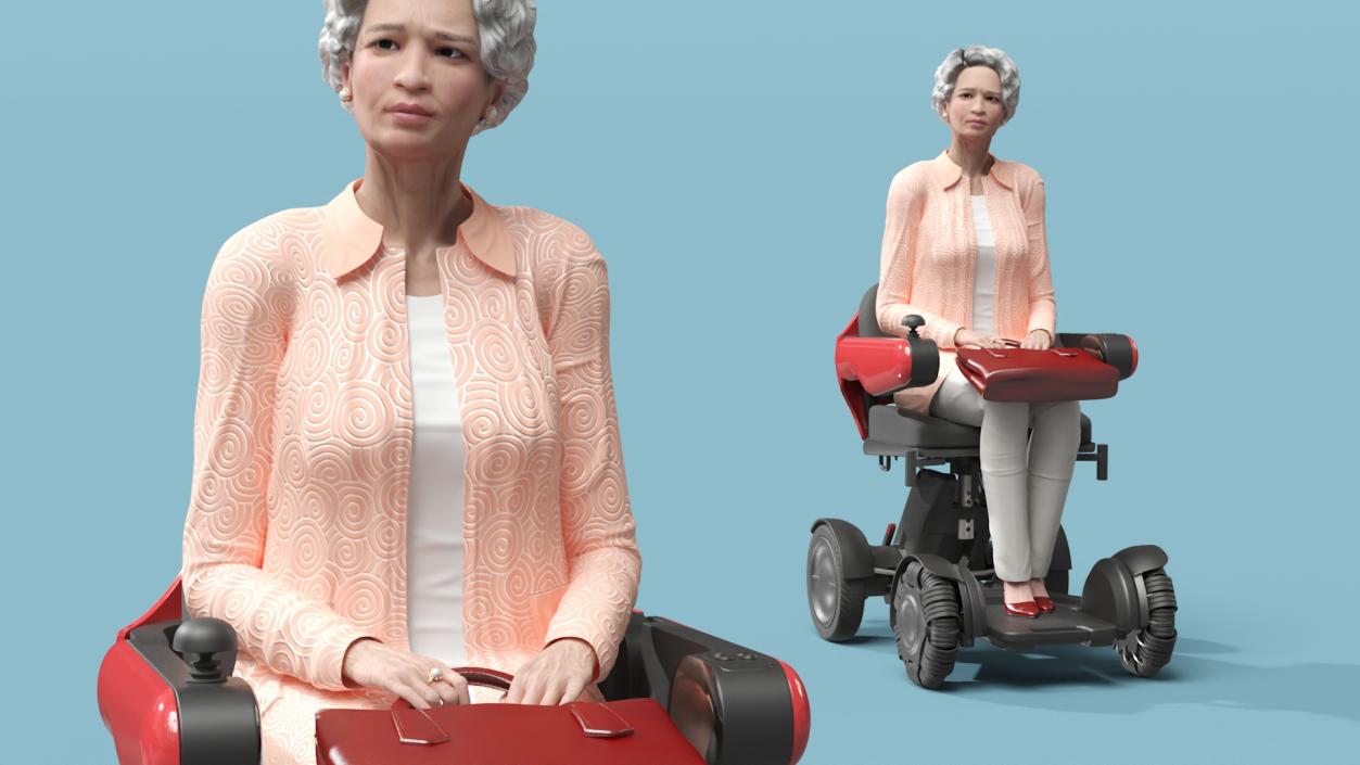 3D Electric Mobility Chair and Old Lady