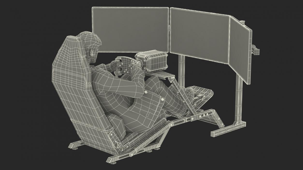 Young Man Racing in a Virtual Simulator 3D model