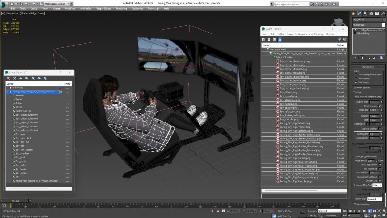 Young Man Racing in a Virtual Simulator 3D model