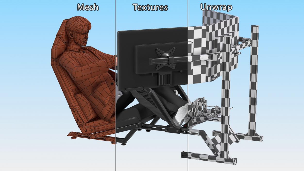 Young Man Racing in a Virtual Simulator 3D model