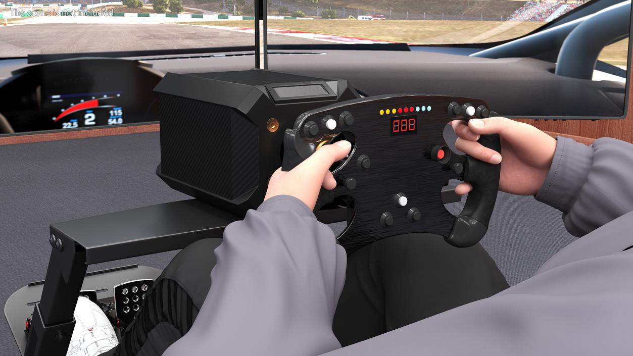 Young Man Racing in a Virtual Simulator 3D model