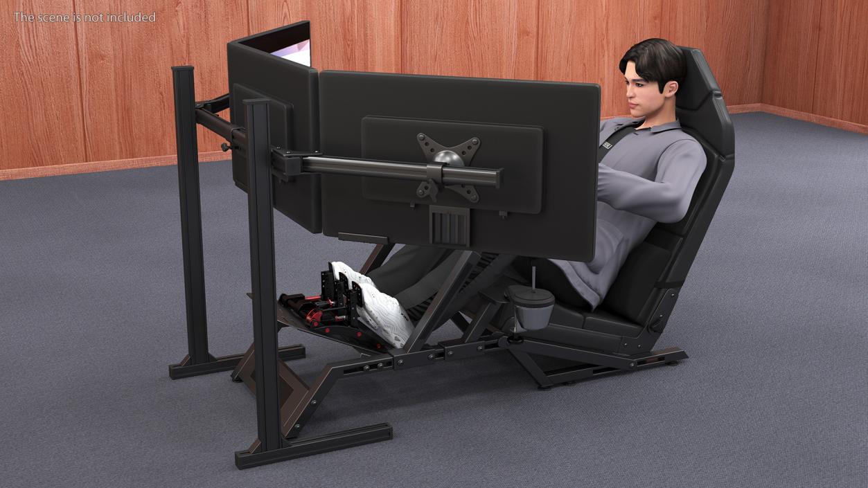 Young Man Racing in a Virtual Simulator 3D model