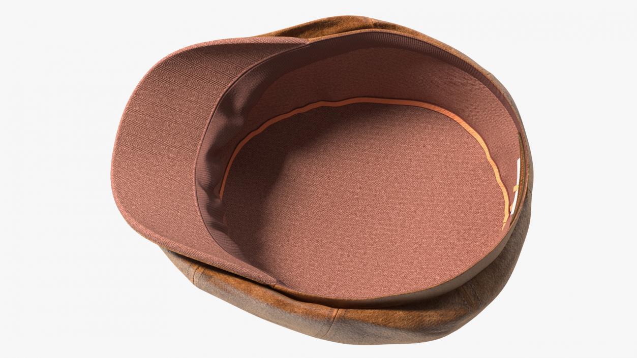 Leather Flat Cap Brown 3D