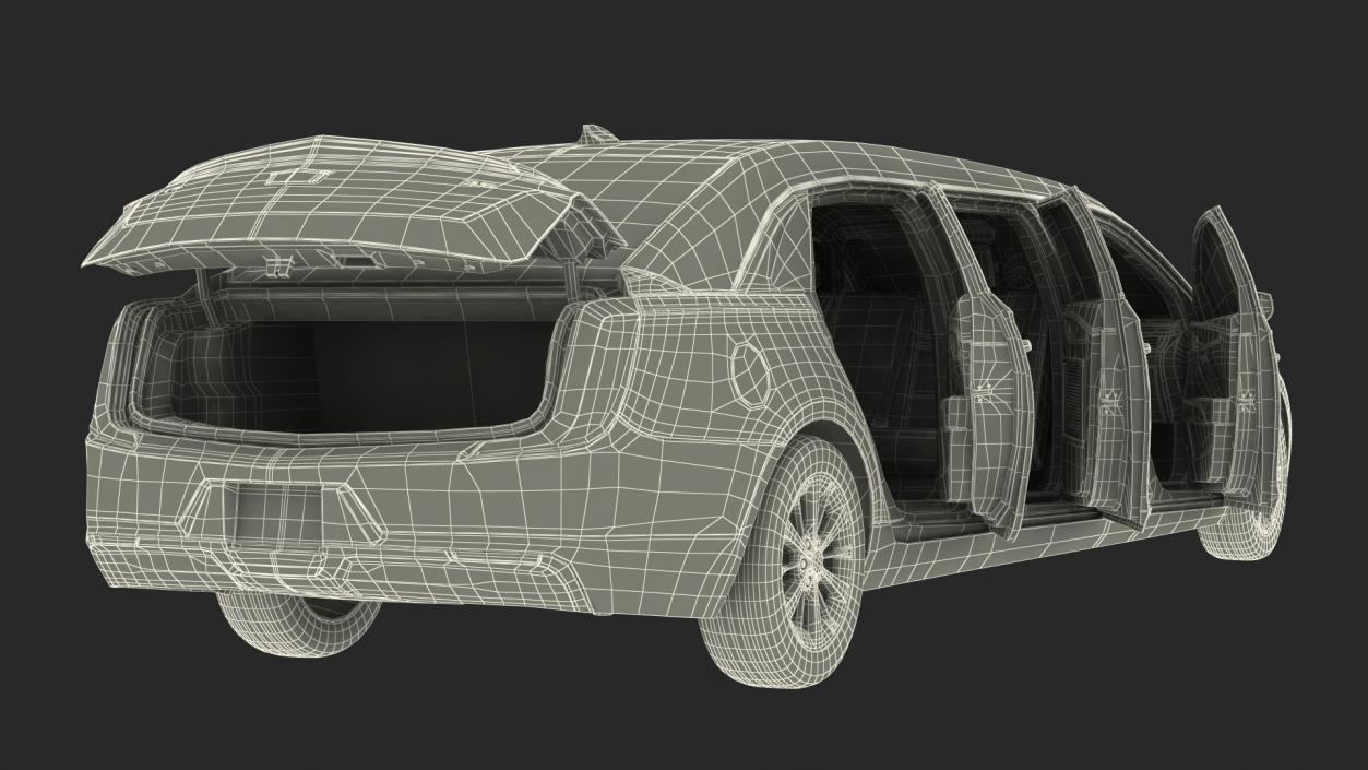 Cadillac Six Door Limousine Rigged 3D model