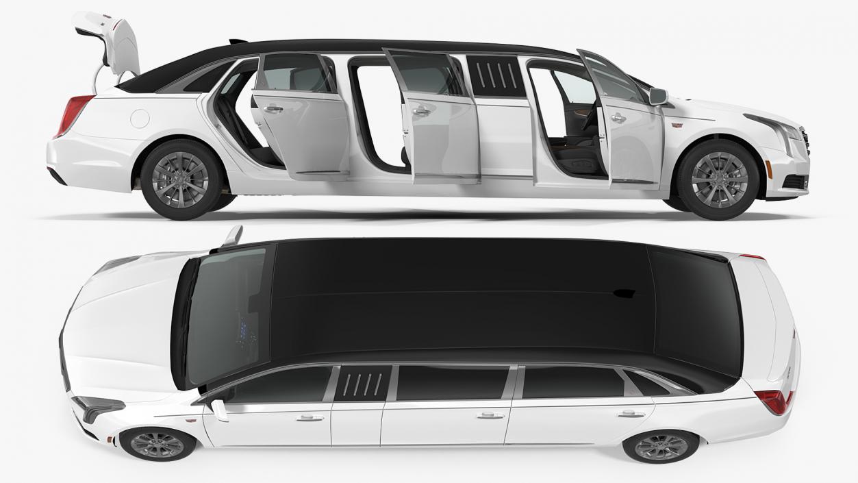 Cadillac Six Door Limousine Rigged 3D model